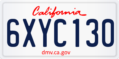 CA license plate 6XYC130