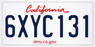 CA license plate 6XYC131