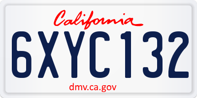 CA license plate 6XYC132
