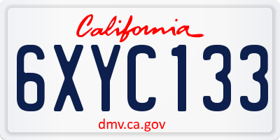 CA license plate 6XYC133