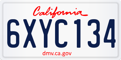 CA license plate 6XYC134