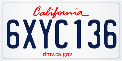 CA license plate 6XYC136
