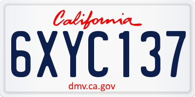 CA license plate 6XYC137