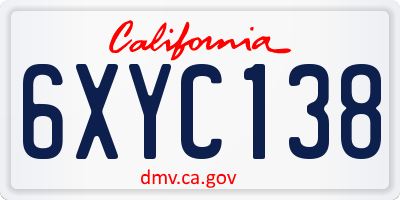 CA license plate 6XYC138