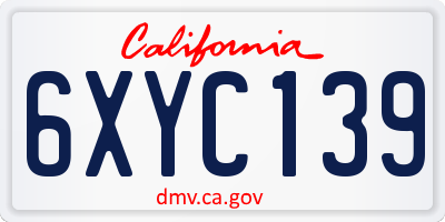 CA license plate 6XYC139