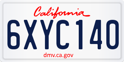 CA license plate 6XYC140