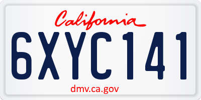 CA license plate 6XYC141