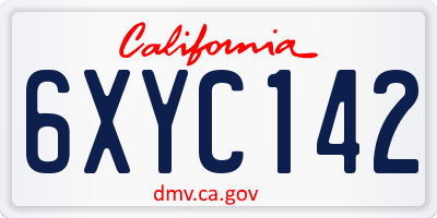 CA license plate 6XYC142