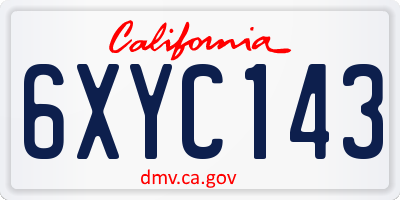 CA license plate 6XYC143