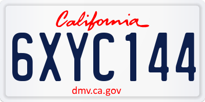 CA license plate 6XYC144