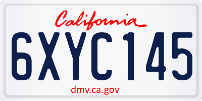 CA license plate 6XYC145