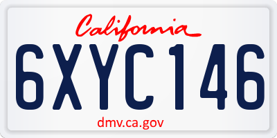 CA license plate 6XYC146