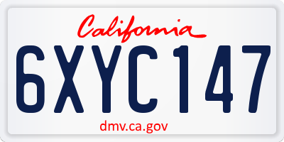 CA license plate 6XYC147