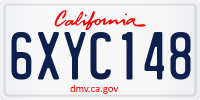 CA license plate 6XYC148