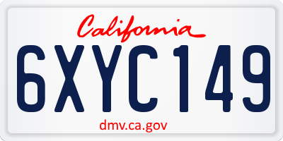 CA license plate 6XYC149
