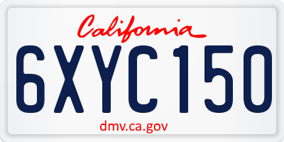 CA license plate 6XYC150