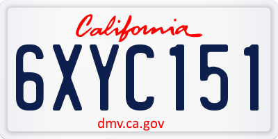 CA license plate 6XYC151