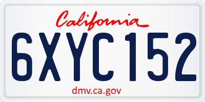 CA license plate 6XYC152