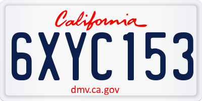 CA license plate 6XYC153