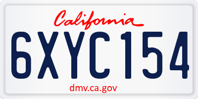 CA license plate 6XYC154