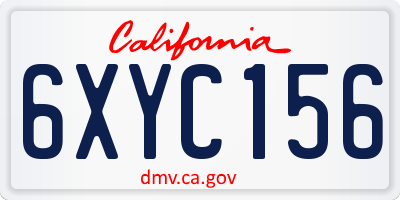 CA license plate 6XYC156