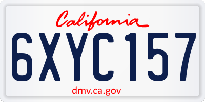 CA license plate 6XYC157
