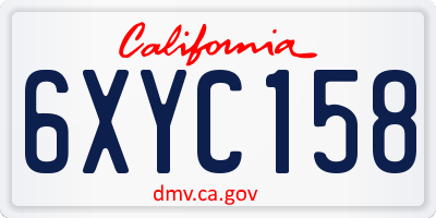 CA license plate 6XYC158