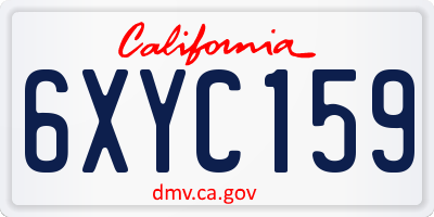 CA license plate 6XYC159