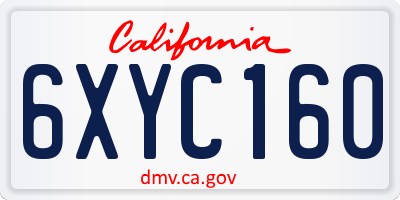 CA license plate 6XYC160