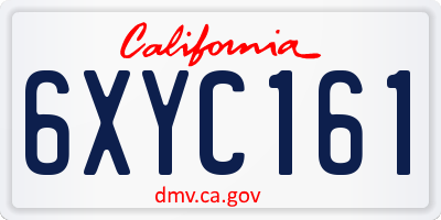 CA license plate 6XYC161
