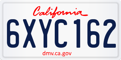 CA license plate 6XYC162