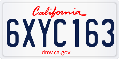 CA license plate 6XYC163