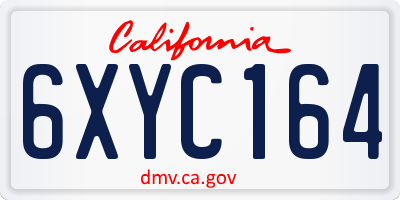 CA license plate 6XYC164