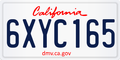 CA license plate 6XYC165