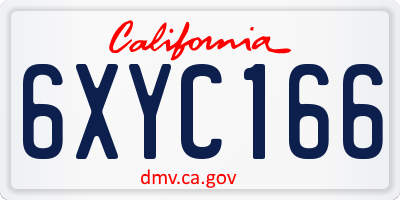 CA license plate 6XYC166