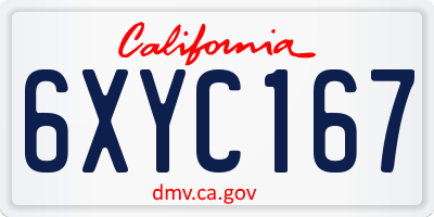 CA license plate 6XYC167