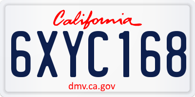 CA license plate 6XYC168