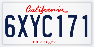 CA license plate 6XYC171
