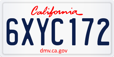 CA license plate 6XYC172