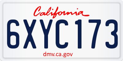 CA license plate 6XYC173