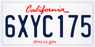CA license plate 6XYC175