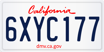 CA license plate 6XYC177