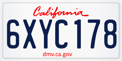 CA license plate 6XYC178