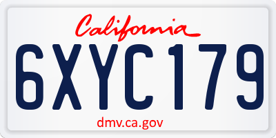 CA license plate 6XYC179