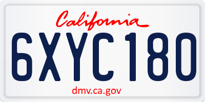 CA license plate 6XYC180