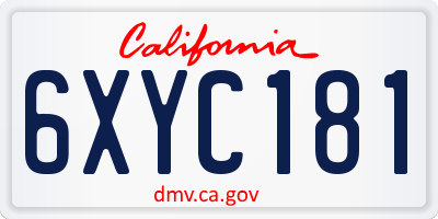 CA license plate 6XYC181