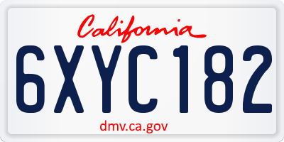 CA license plate 6XYC182