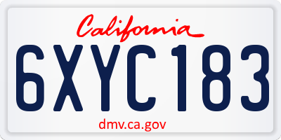 CA license plate 6XYC183
