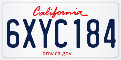 CA license plate 6XYC184