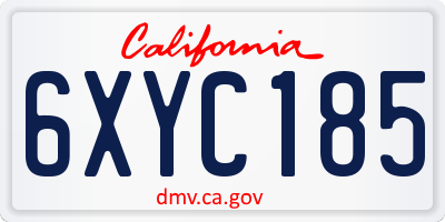 CA license plate 6XYC185
